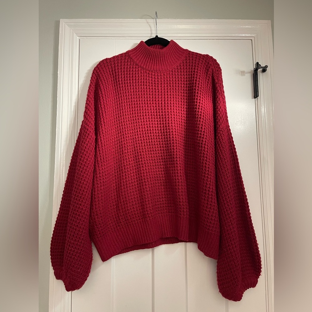 Wine Red Bell Sleeve Sweater
